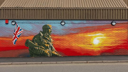 07082025 the Falklands Yomper Mural at the Commando Training Centre in Lympstone, Devon CREDIT Royal Navy