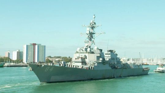 USS Bulkeley departed Portsmouth after a brief stopover after taking part in Nato's op Baltic Sentry