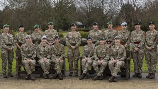 General Dame Sharon Nesmith pictured with some of the 18 servicewomen