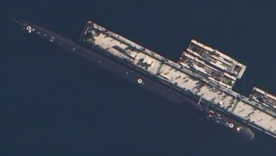 A GUGI-associated submarine in dock at Olenya Guba on the Kola Peninsula in Russia