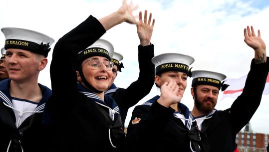  There were emotional scenes from ship and shore as family and friends watched the ship come alongside at Portsmouth Naval Base