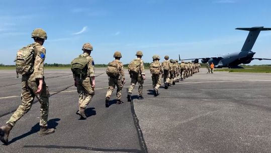 1 Air mobility wing Load onto RAF C-17 Globemaster Exercise Swift Pirate Practise 03062021 CREDIT BFBS.jpg