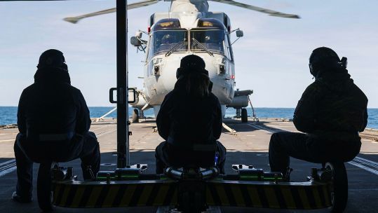 This Royal Navy Merlin, callsign Medusa, is embarked on HMS Somerset and is currently deployed on Operation Ceto - monitoring submarine activity and protecting the UK's strategic nuclear deterrent in the North Atlantic