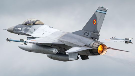 The Romanian air force operates the single-seat F-16AM fighter, as seen here, as well as the two seat BM trainer: (Picture: Alamy)