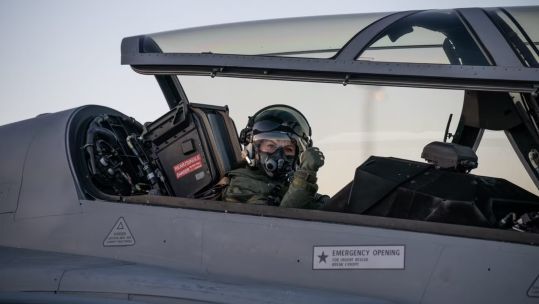 The Crown Princess in a JAS 39 Gripen during her programme