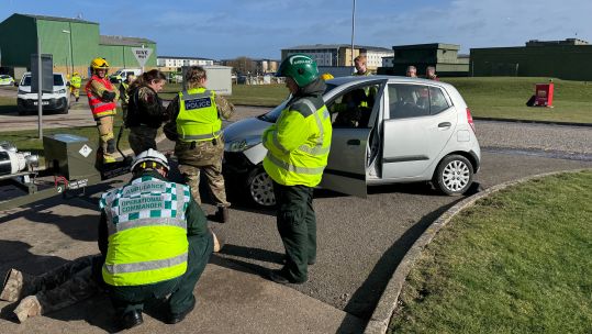 RAF personnel and members of the emergency services train on Exercise Agile Warrior at RAF Lossiemouth