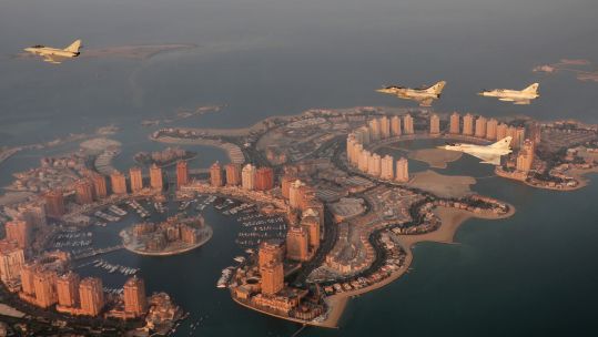 12 Squadron Typhoon aircraft fly over Qatar DATE UNKNOWN CREDIT RAF