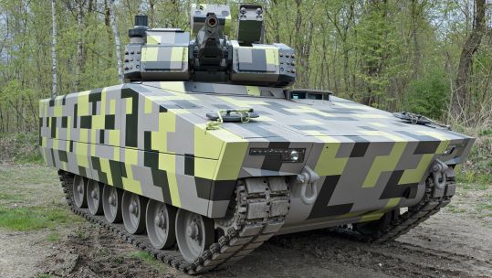 This Lynx is painted in Rheinmetall's striking digital camouflage scheme - Ukrainian KF41s will most likely have a more subdued finish