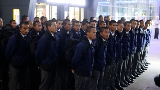 323 new recruits joining the Brigade of Gurkhas arrive in the UK