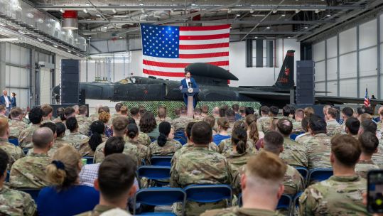 US Vice President JD Vance spoke to troops in front of a U2 Dragon Lady plane