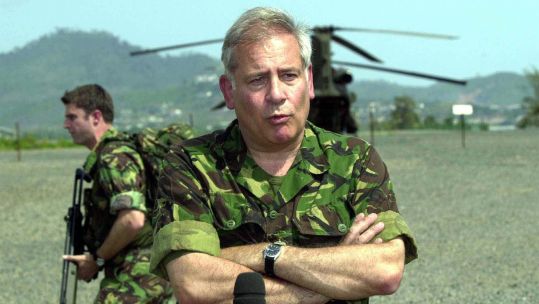 Lord Guthrie had a long, distinguished and active career, seen here in Freetown in Sierra Leone as British forces arrived in the region