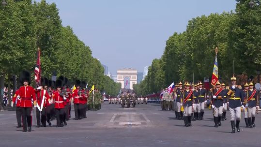 It's been a busy year for the Grenadier Guards, having Trooped their new Colour at the King's Birthday Parade and now coming to Paris for Bastille Day (Picture: Emmanuel Macron)