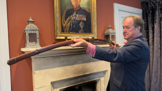 Viscount Slim with sword of Japanese Imperial commander