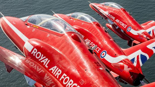 Royal Air Force aerobatic display team the Red Arrows perform a flypast over the start and finish line of the Great North Run in Newcastle, which was part of busy summer display season (Picture: MOD)