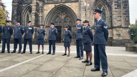Members of 602 City of Glasgow Squadron outside Glasgow 