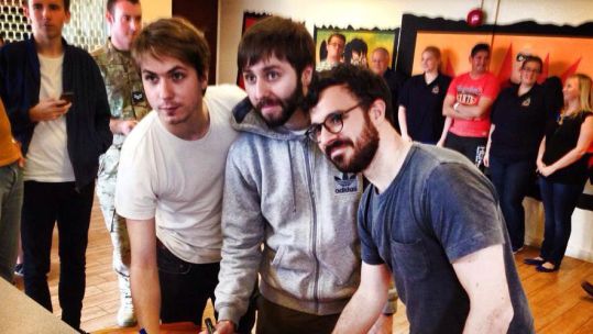 141025 The Inbetweeners, Joe Thomas, James Buckley and Simon Bird, visit Cyprus in November 2014 CREDIT BFBS
