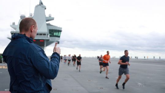 143 crew member signed up for FIRST PARKRUN HELD ON HMS QUEEN ELIZABETH FLIGHT DECK 290620 CREDIT ROYAL NAVY