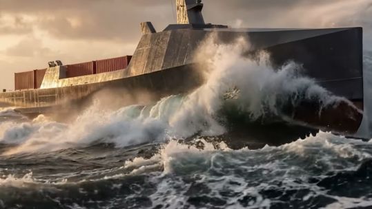 This CGI impression shows how the new Liberty-class autonomous cargo ship will look