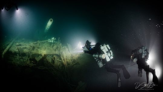 Divers from Project Xplore first spotted gun turret in the wreck of HMS Nottingham