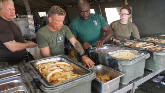 Cooking up a treat on Exercise Lion Star.