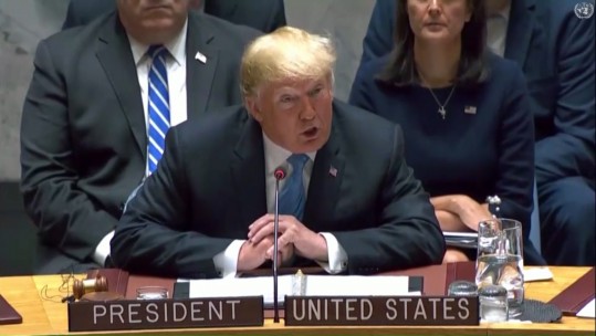 US President Donald Trump at UN UNTV