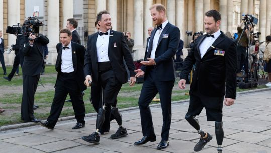 Prince Harry arrives at the Invictus Spirit Award with former Invictus Games competitors, Josh Boggi and Steve Arnold (Picture: Invictus Games Foundation)