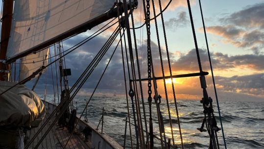 The winds and waves will not always be calm for Spirit of Falmouth and her fellow tall ship Pellow