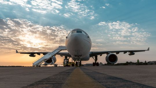 A RAF Voyager tanker aircraft on operation in the Middle East