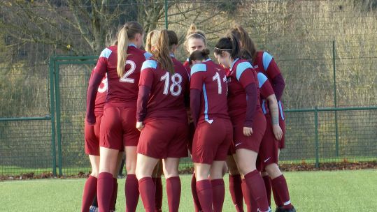 19112025 RAF Women huddle ahead of match v Fire Service at Wolves Credit BFBS.jpg
