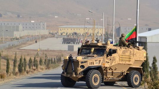 2 YORKS Foxhound Light Protected Patrol vehicle providing overwatch security for the ANAOA 10 year graduation ceremony (Picture: Crown Copyright).