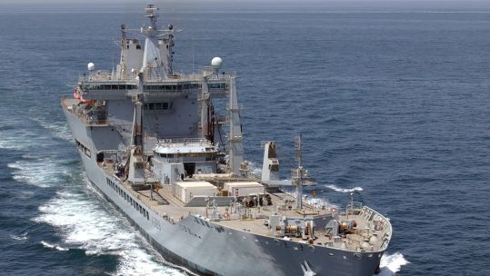 The pair help transport food, fuel, water, and critical supplies to Royal Navy