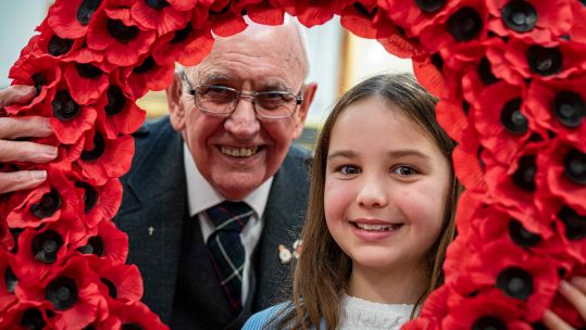 Peter Meagre is a beneficiary of the charity, while Ava Mitchell is its youngest volunteer (Picture: Poppyscotland)