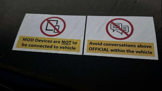 MOD warning stickers have been spotted in some electric vehicles