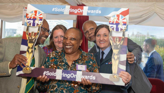 Members of the military community attend a Soldiering On Awards finalist event in London CREDIT The Armed Forces Community Awards