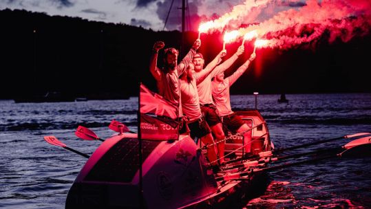 HMS Oardacious finish the World's Toughest Row CREDIT HMS