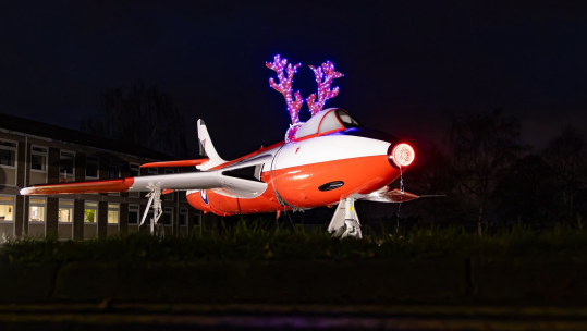 23122025 RAF Hawker Hunter dressed for Christmas CREDIT Royal Air Force Halton