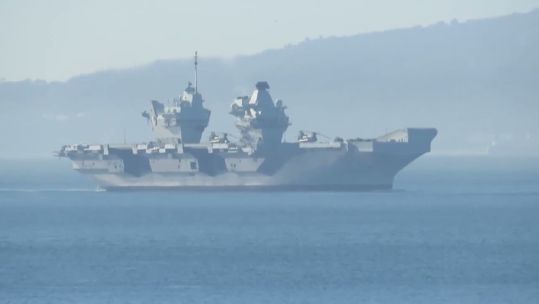 The 65,000-tonne vessel is currently on standby to serve as Nato’s command ship for the Allied Reaction Force (Picture: Daniel Ferro X)