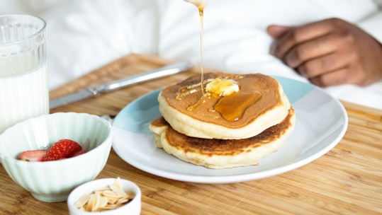Pancakes Pancake Day Recipe Breakfast Strawberries Honey Milk Credit rawpixel.com