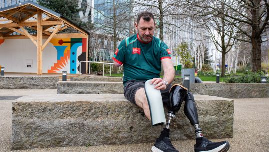 Former soldier Andy Reid MBE who became the first triple amputee to complete the London Marathon