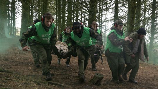 Soldiers from 242 Wessex Multi Role Medical Regiment providing covering fire during a simulated care under fire scenario during Ex Medical Endeavour at Okehampton training camp (Picture: MOD)