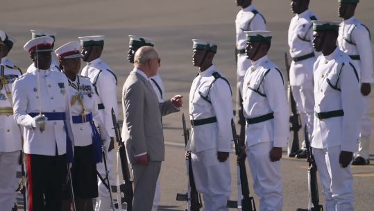 King Charles in the Bahamas meeting members of the RBDF (Picture: Royal ROTA)
