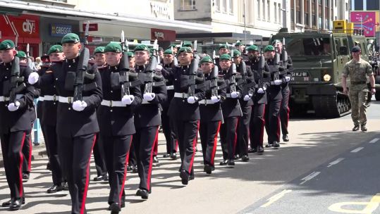 29 Commando Regiment Royal Artillery Freedom of City parade in Plymouth 14052022 CREDIT BFBS.jpg