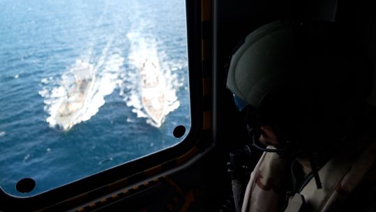 The vessels of Standing Nato Maritime Group 1 and their NH90 anti-submarine warfare helicopter keep a sharp eye out for any potential hostile activity