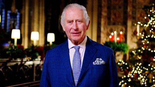 2M52XPE King Charles III during the recording of his first Christmas broadcast in the Quire of St George's Chapel at Windsor Castle 131222 CREDIT PA Images Alamy Stock Photo