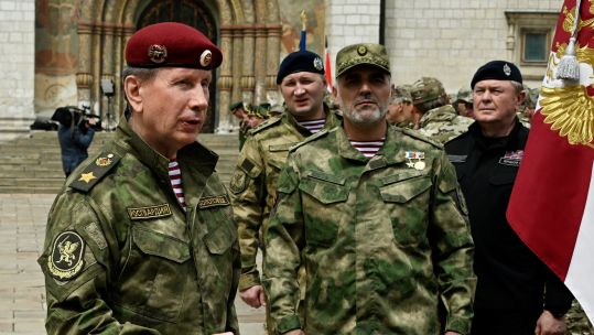 2R9K6DY Manager of the Federal Service of the Russian National Guard Troops Viktor Zolotov before a speech by Putin 080823 CREIDIT SIPA US Alamy Live New EXP 080824