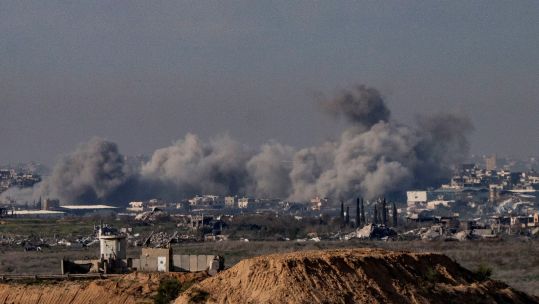 Explosions pictured on the Northern Gaza border on the supposed day of the newly brokered ceasefire between Israel and Hamas in the Gaza Strip