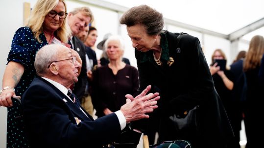 2Y5D3KP The Princess Royal speaking to Arnhem veteran to commemorate the 80th anniversary of Operation Market Garden 220924 CREDIT Alamy.jpg