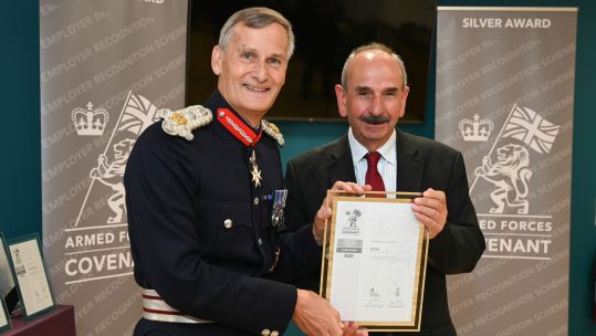 Simon Bucks with Her Majesty’s Lord-Lieutenant of Hampshire, Mr Nigel Atkinson (Picture: Leigh Quinnell).