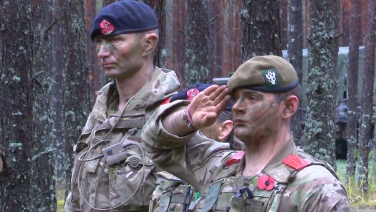 4 Mercian pause for remembrance on Exercise Iron Wolf.