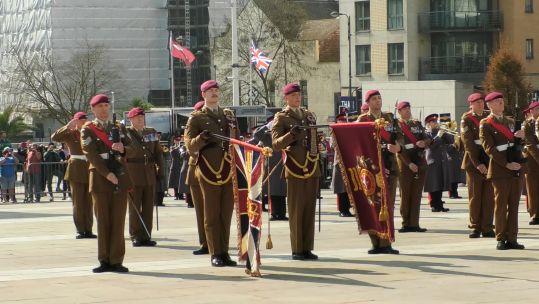 Members of 4 PARA on parade in Leeds.